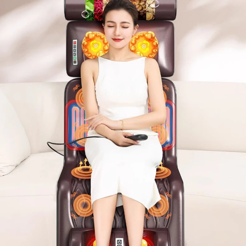 Household Full-Body Massage Cushion–Multifunctional Foldable Wave Massage Chair,Automatic Human Simulation Kneading Stretcher